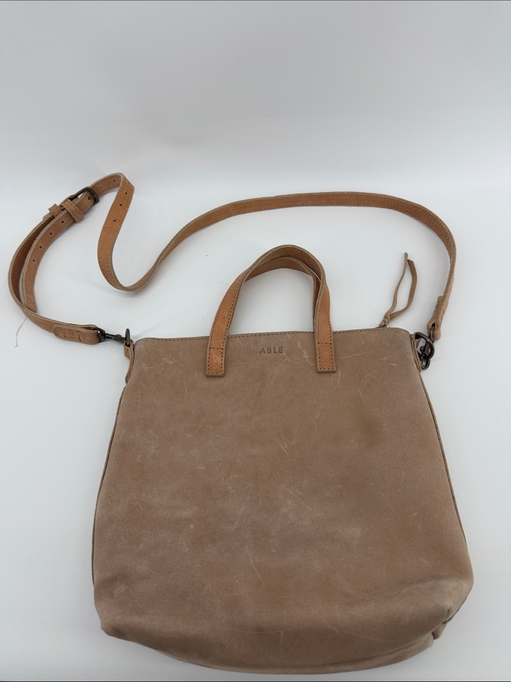 ABLE Small Crossbody Tote in Tan A1
